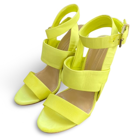 BCBG Neon Yellow Strappy Heeled Sandal Size 6.5 - Picture 4 of 8